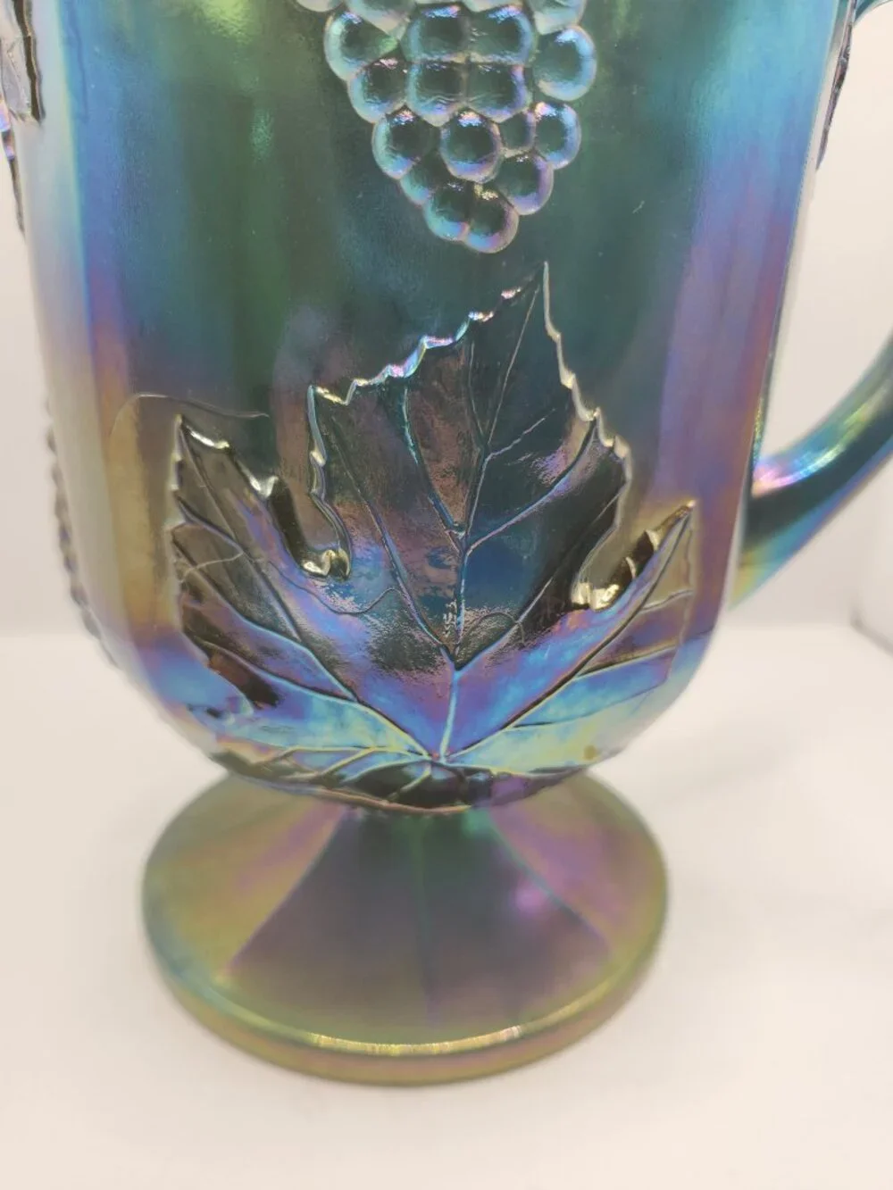 Vintage Indiana Glass Blue Carnival Glass Pitcher